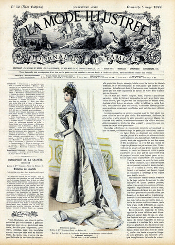 La Mode Illustree # 10, March 1899 French Fashion Magazine Wedding Gown