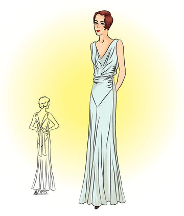 # KL3386 Evening Gown With Draped Neckline (1930) - FULL SIZED PRINT
