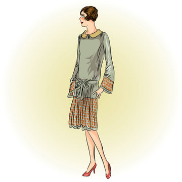 # 5247** - 1920's Dress With Shirred Skirt - PDF Download