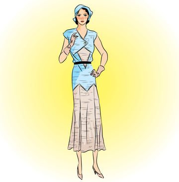 # 9198 - Dress With Vestee (circa 1930) - FULL SIZED PRINT