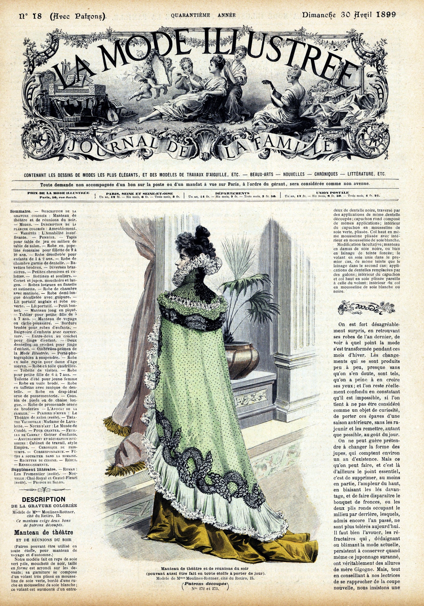 La Mode Illustree # 18, April 1899 French Fashion Magazine