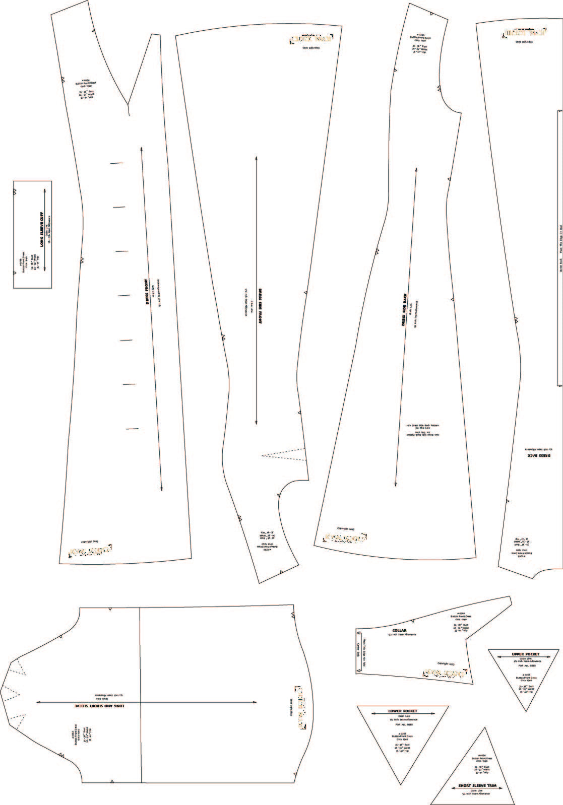 # 0766 - BUTTON FRONT DRESS (1940) - FULL SIZE PRINT - OR - DIGITAL DOWNLOAD