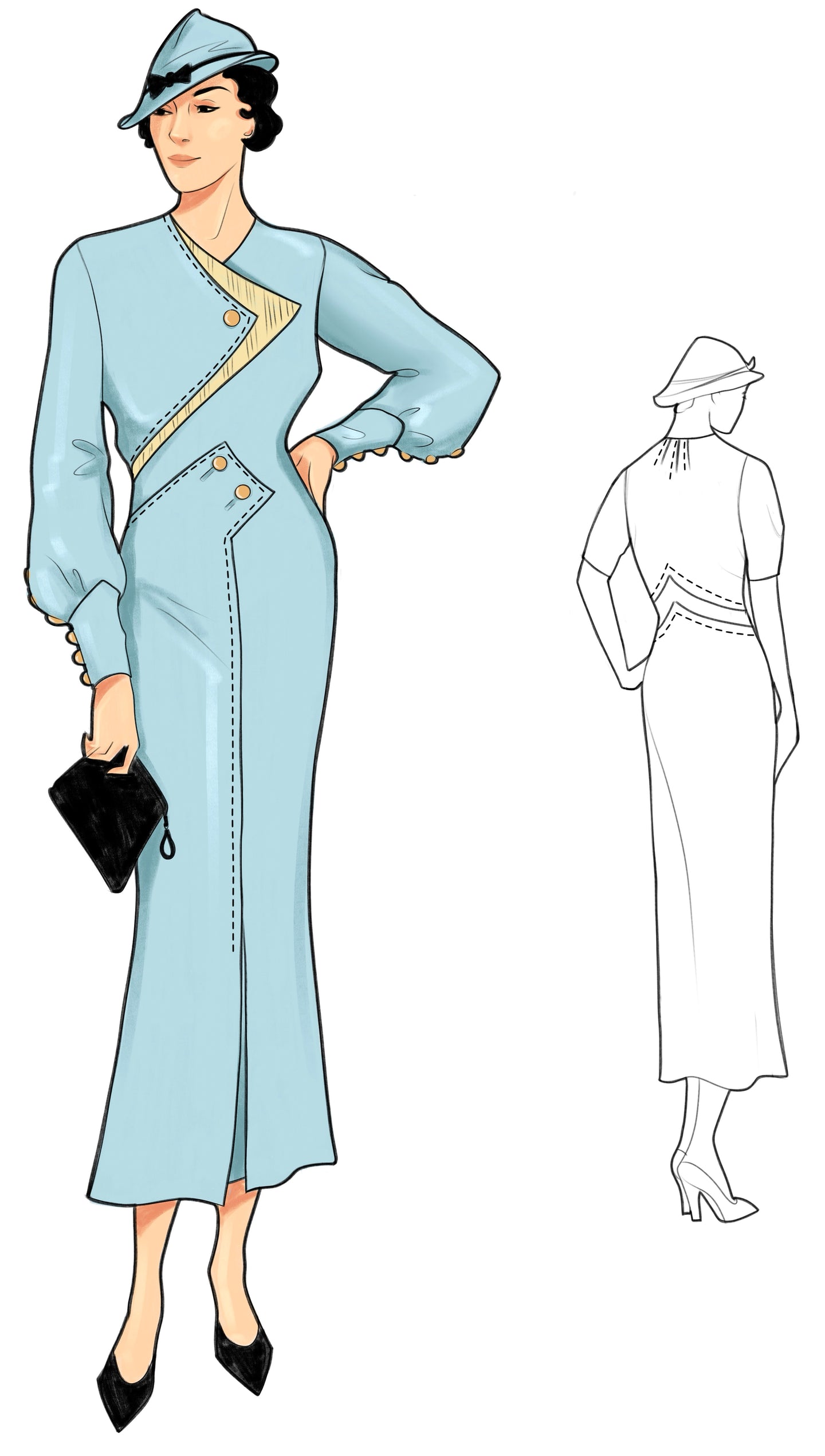 # 3027 WRAP PANEL DRESS (1930) - FULL SIZE PRINT OR DIGITAL DOWNLOAD