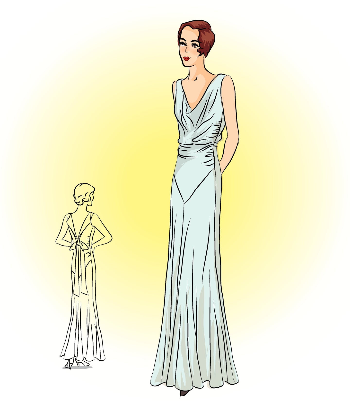 # KL3386 Evening Gown With Draped Neckline (1930) - PDF DOWNLOAD