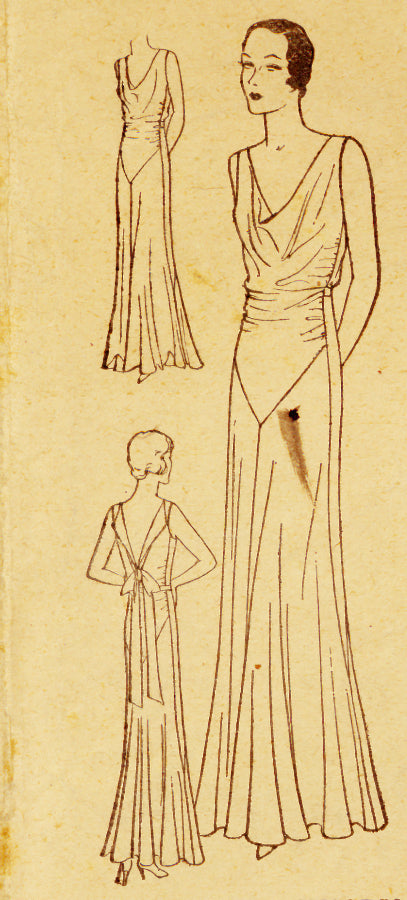 KL3386 Evening Gown With Draped Neckline (1930) KL3386 Evening Gown With Draped Neckline (1930)