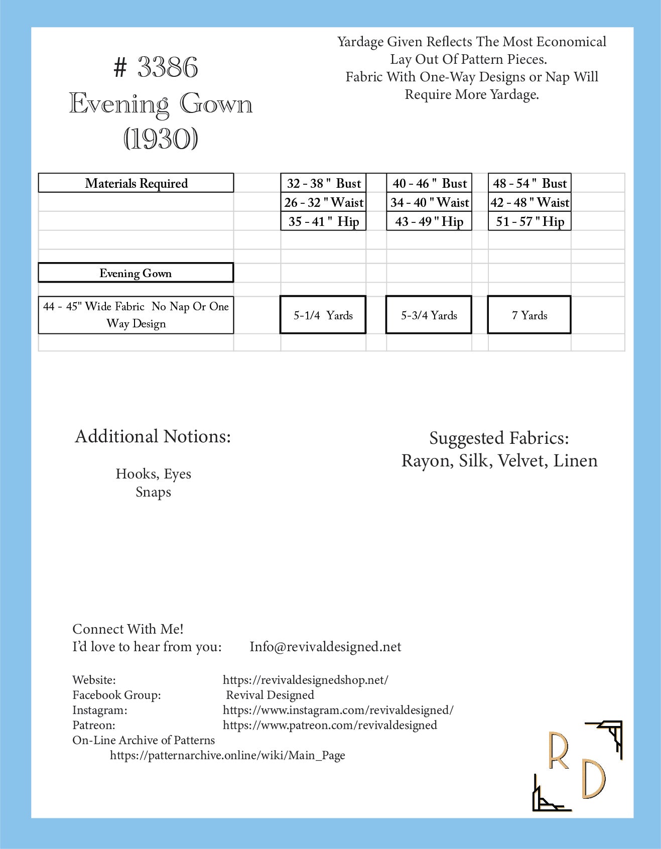 # KL3386 Evening Gown With Draped Neckline (1930) - PDF DOWNLOAD