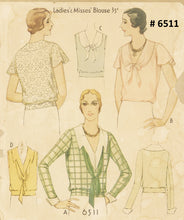 ** 6511 - Blouse With Collar Or Yoke (1931) Full Sized Print