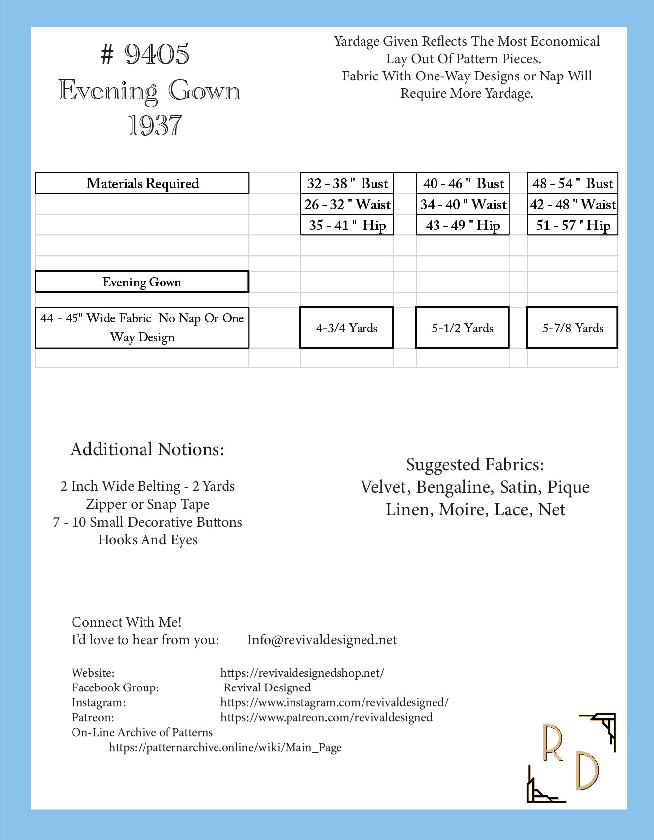 **# 9405 - Evening Gown (1937) - PDF DOWNLOAD