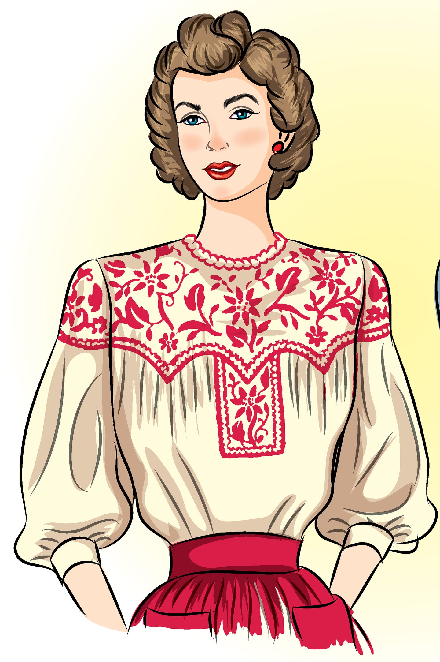 # 0990 Blouse With Embroidery (1942)  FULL SIZED PRINT - OR - DIGITAL DOWNLOAD