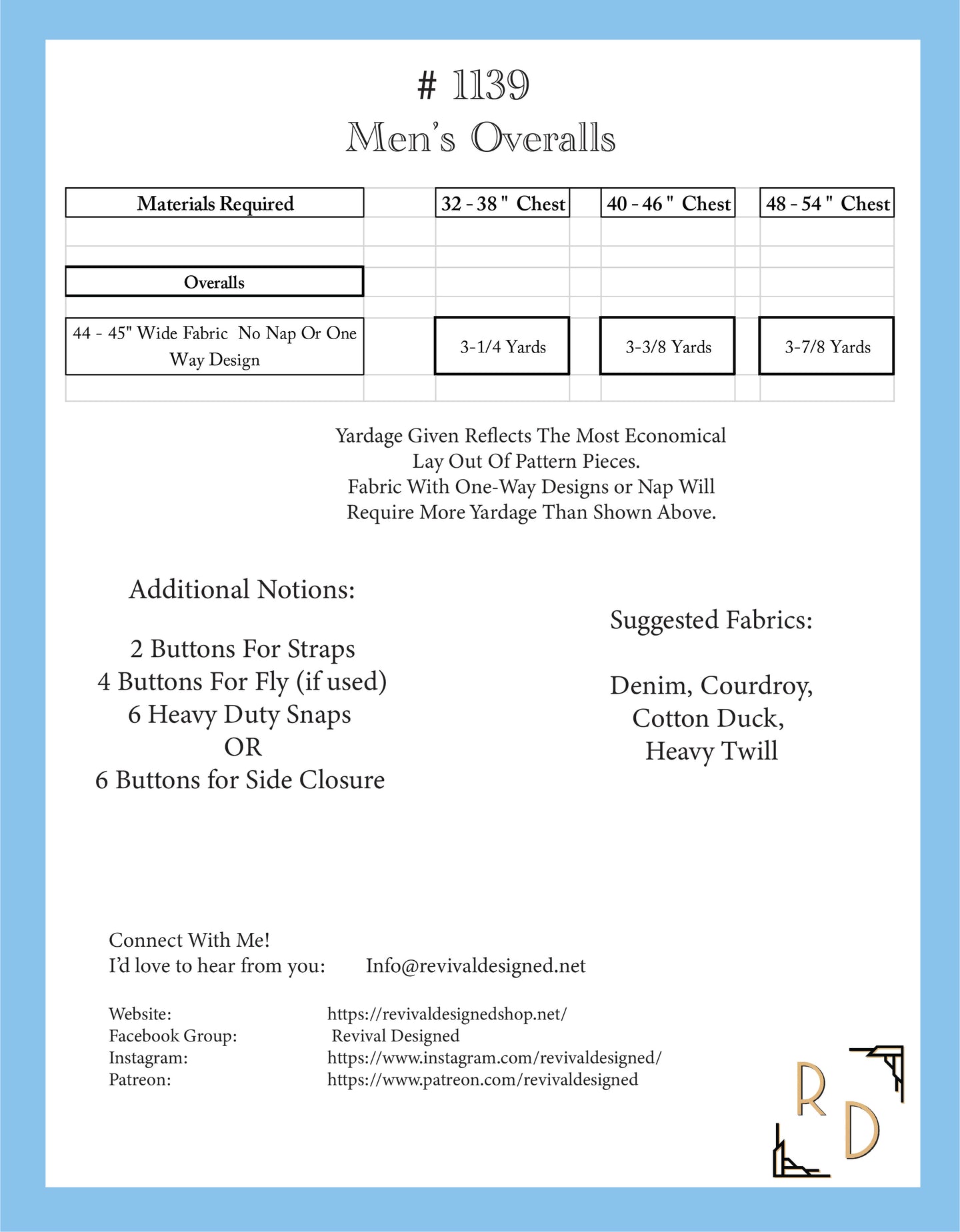 # 1139 Men's Overalls (circa 1920 - 1929) PDF DOWNLOAD