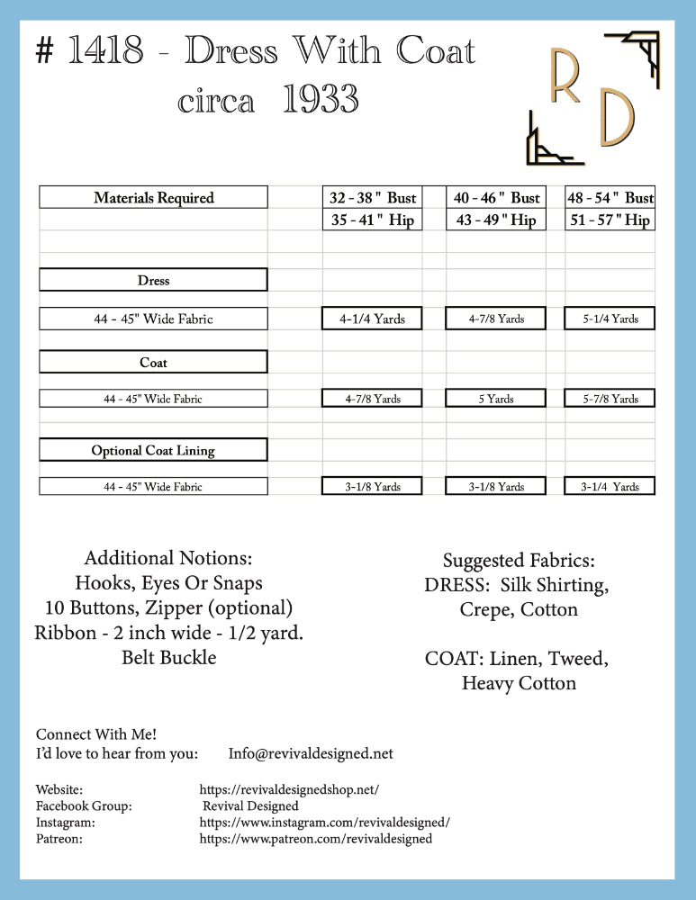 # 1418 - Dress With Coat - Full Sized Print
