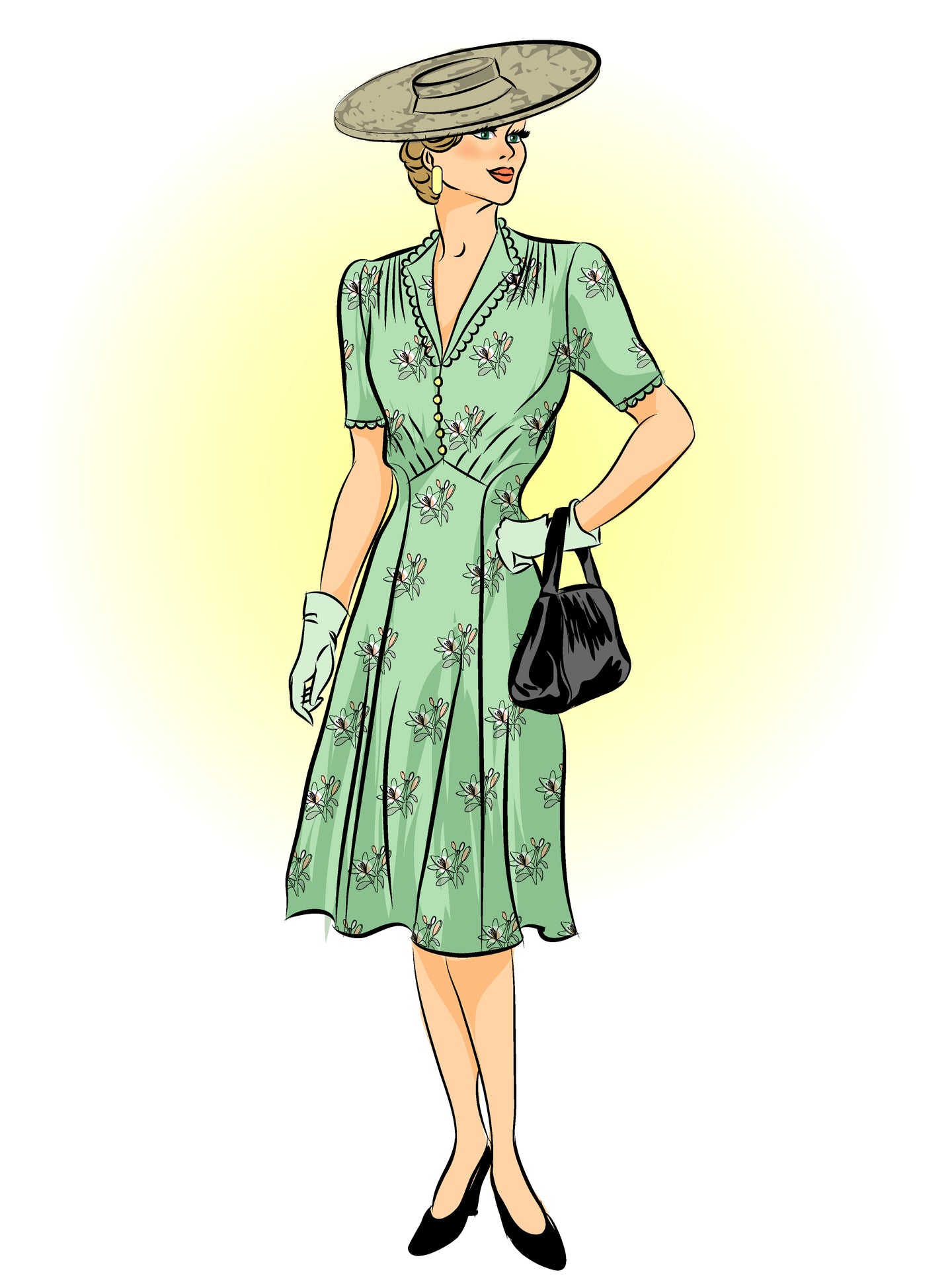 # 9041 - Afternoon Dress Full Sized Print (circa 1943)