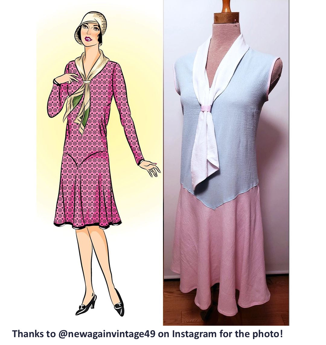 MW2961 - Dress With Scarf Collar (circa 1928) Full Sized Print Revival Designed MW2961 - Dress With Scarf Collar (circa 1928) Full Sized Print Revival Designed