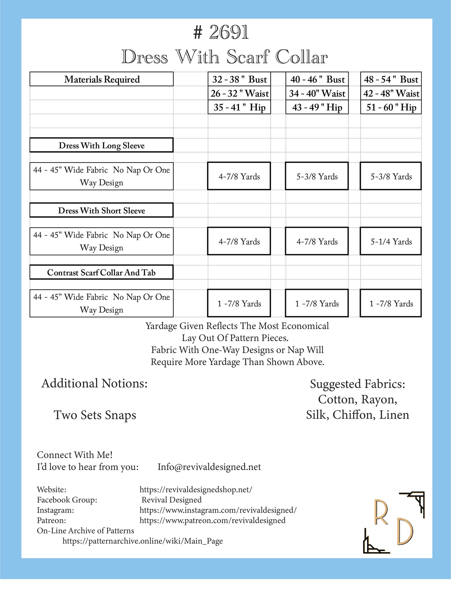 # MW2961 - Dress With Scarf Collar (circa 1928)  Full Sized Print