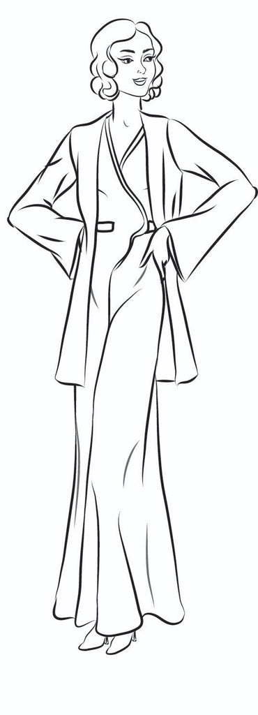 # 3437 - Beach Pajamas With Long Or Bolero Style Jacket - Full Sized Print