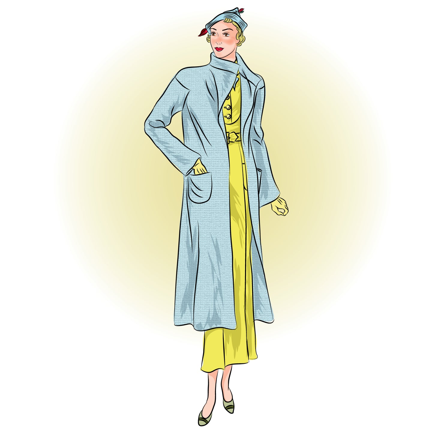 # 1418 - Dress With Coat - Full Sized Print