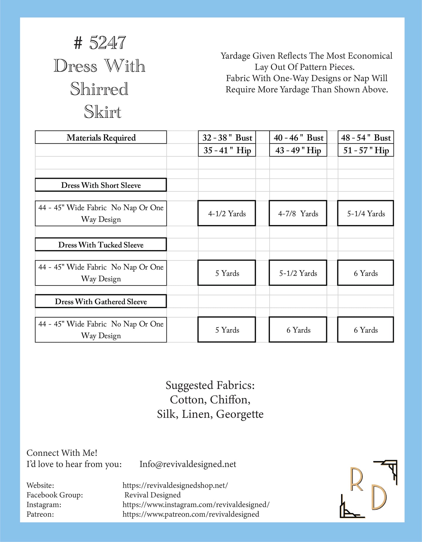 # 5247** - 1920's Dress With Shirred Skirt -  Full Sized Print