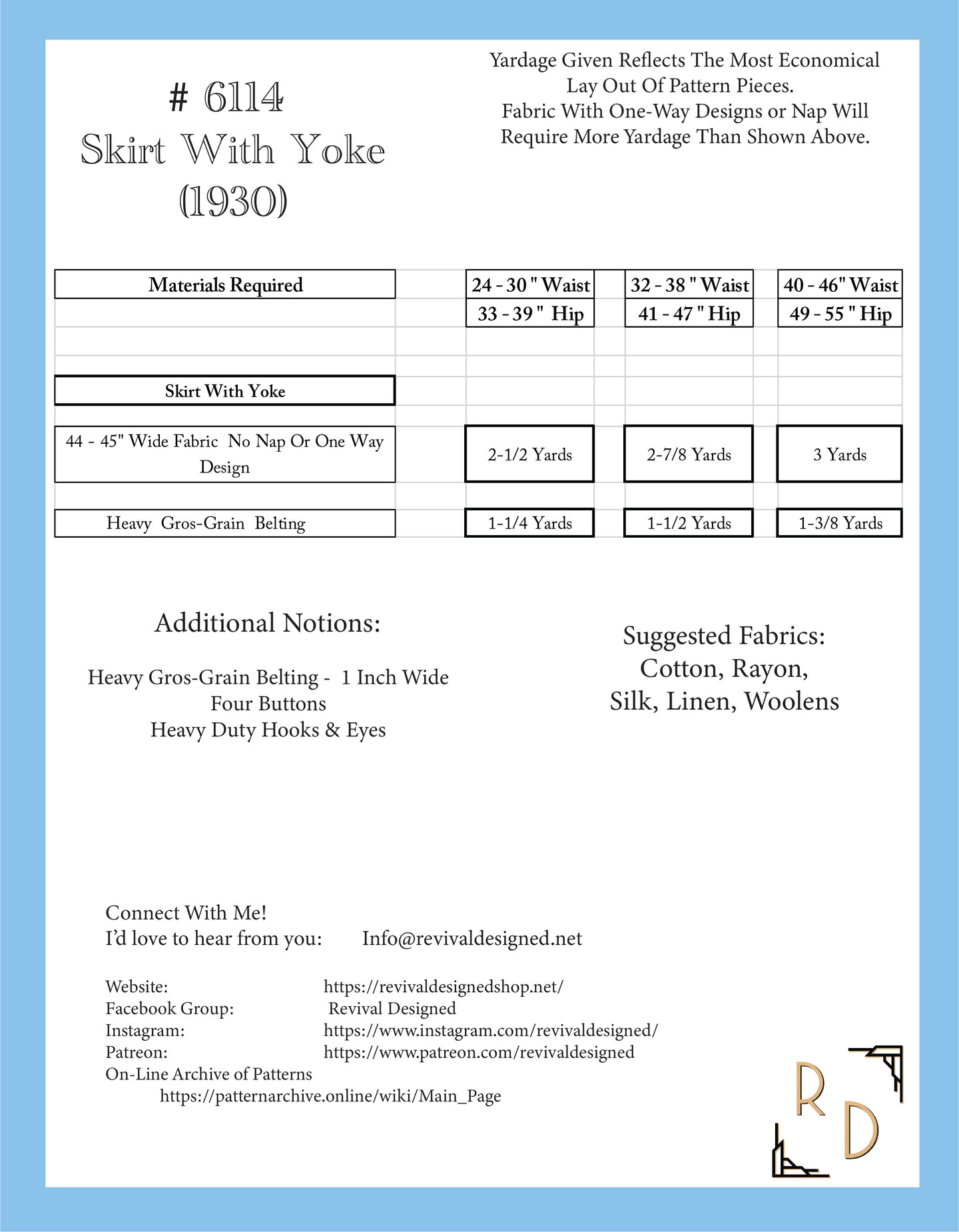 # 6114 - Gored Skirt With Yoke (1930) - PDF Download