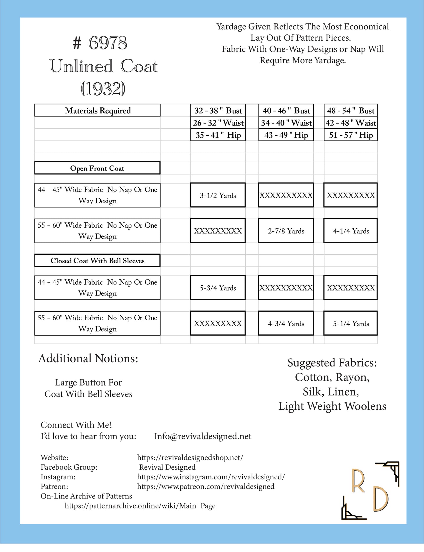 # 6978 - Unlined Coat (1932) PDF Download