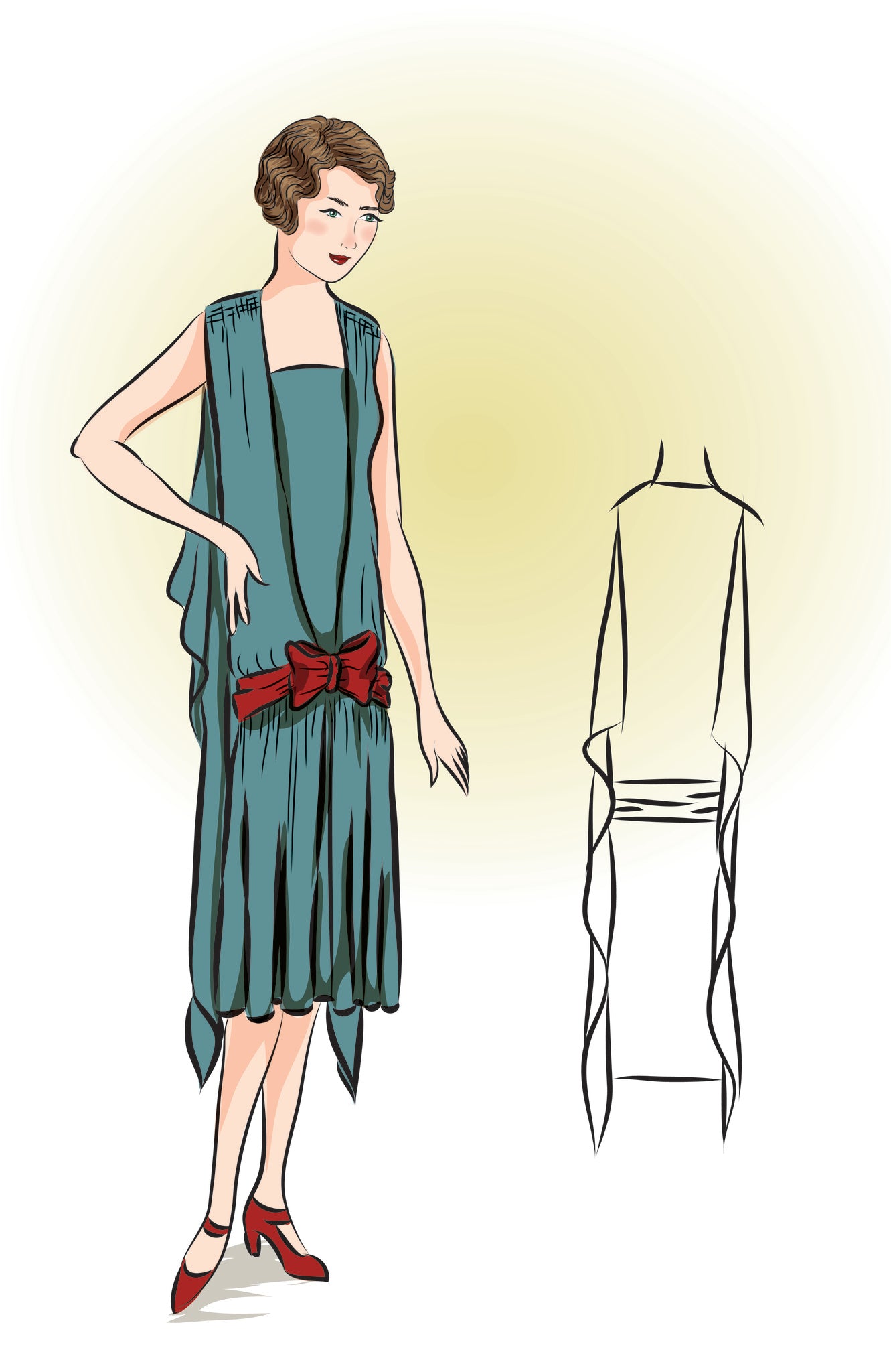 # 8600 - Dress With Drapes (circa 1927) - Full Sized Print