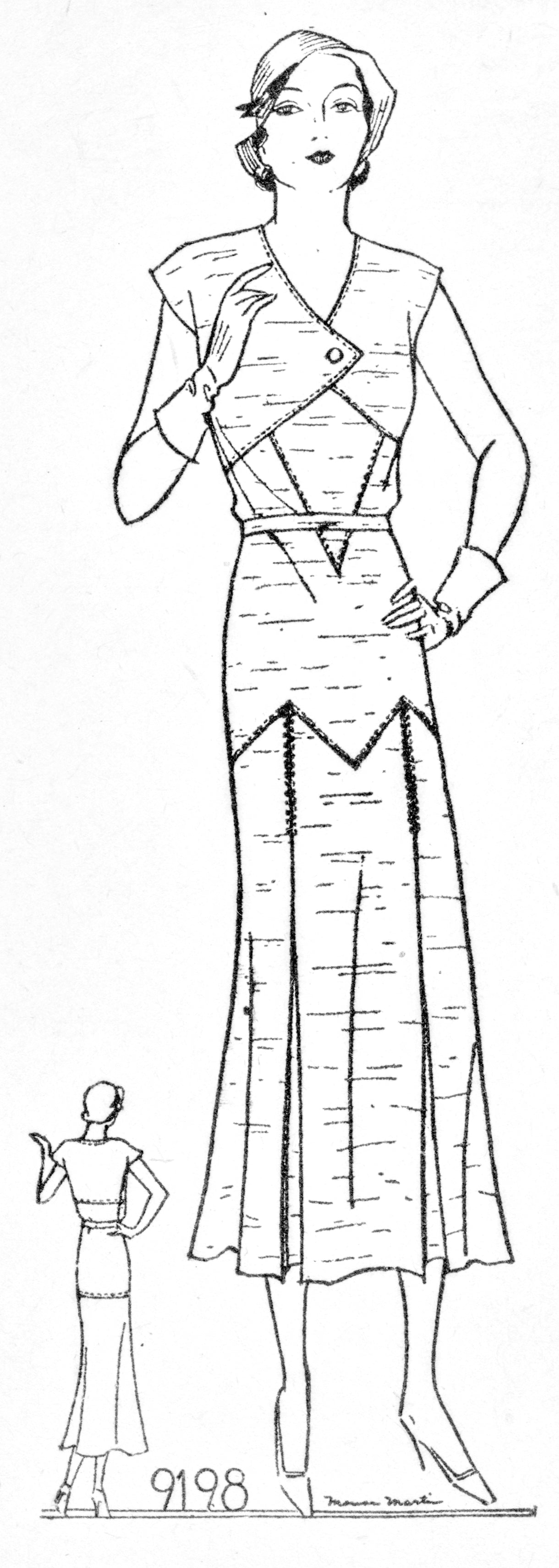 # 9198 - Dress With Vestee (circa 1930) PDF DOWNLOAD