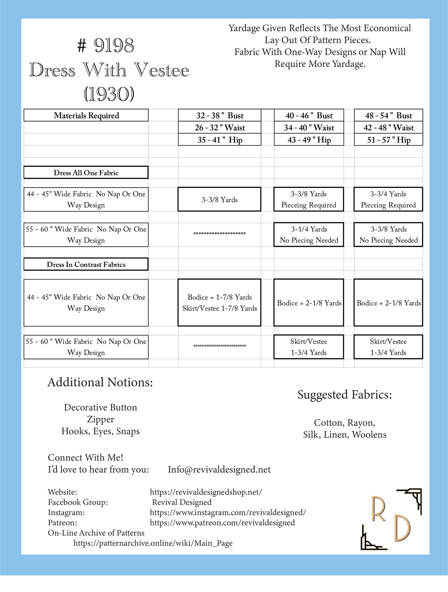 # 9198 - Dress With Vestee (circa 1930) PDF DOWNLOAD