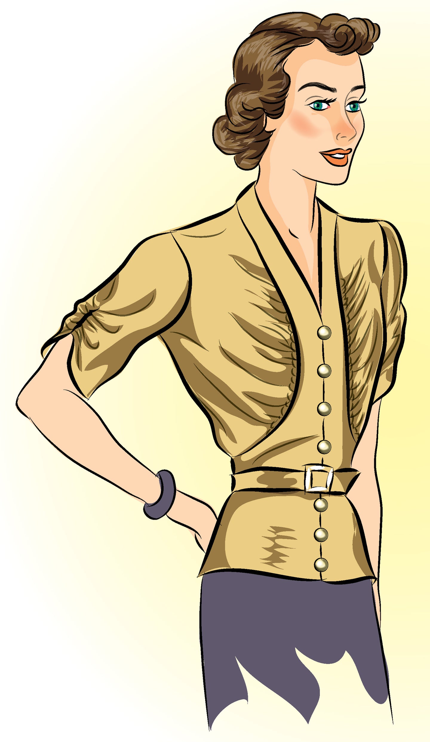 # 9581 - Blouse With Gathered Front (1938) - Full Sized Print