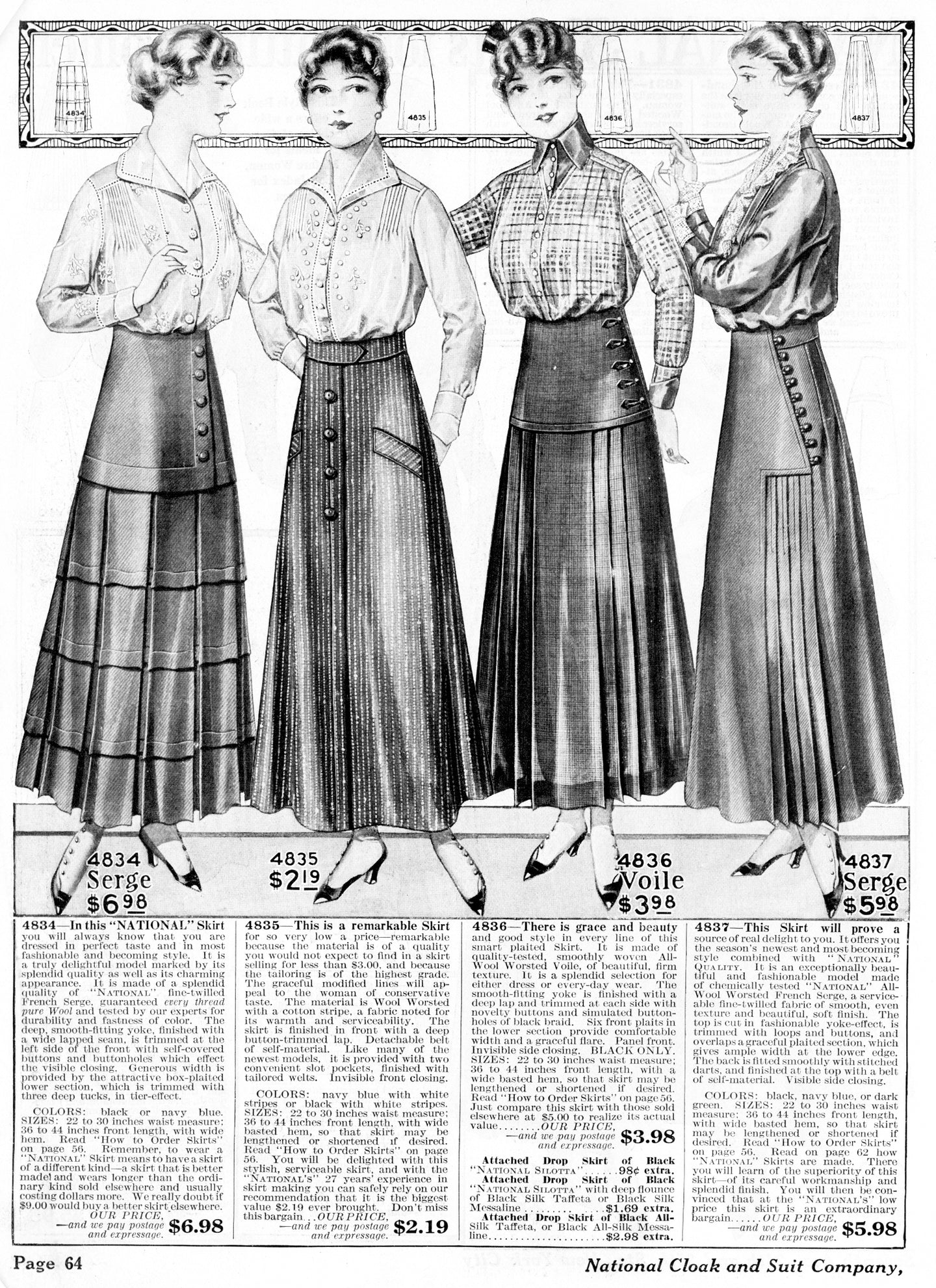 Reference - Skirt Images From the National Cloak And Suit Company (1915)