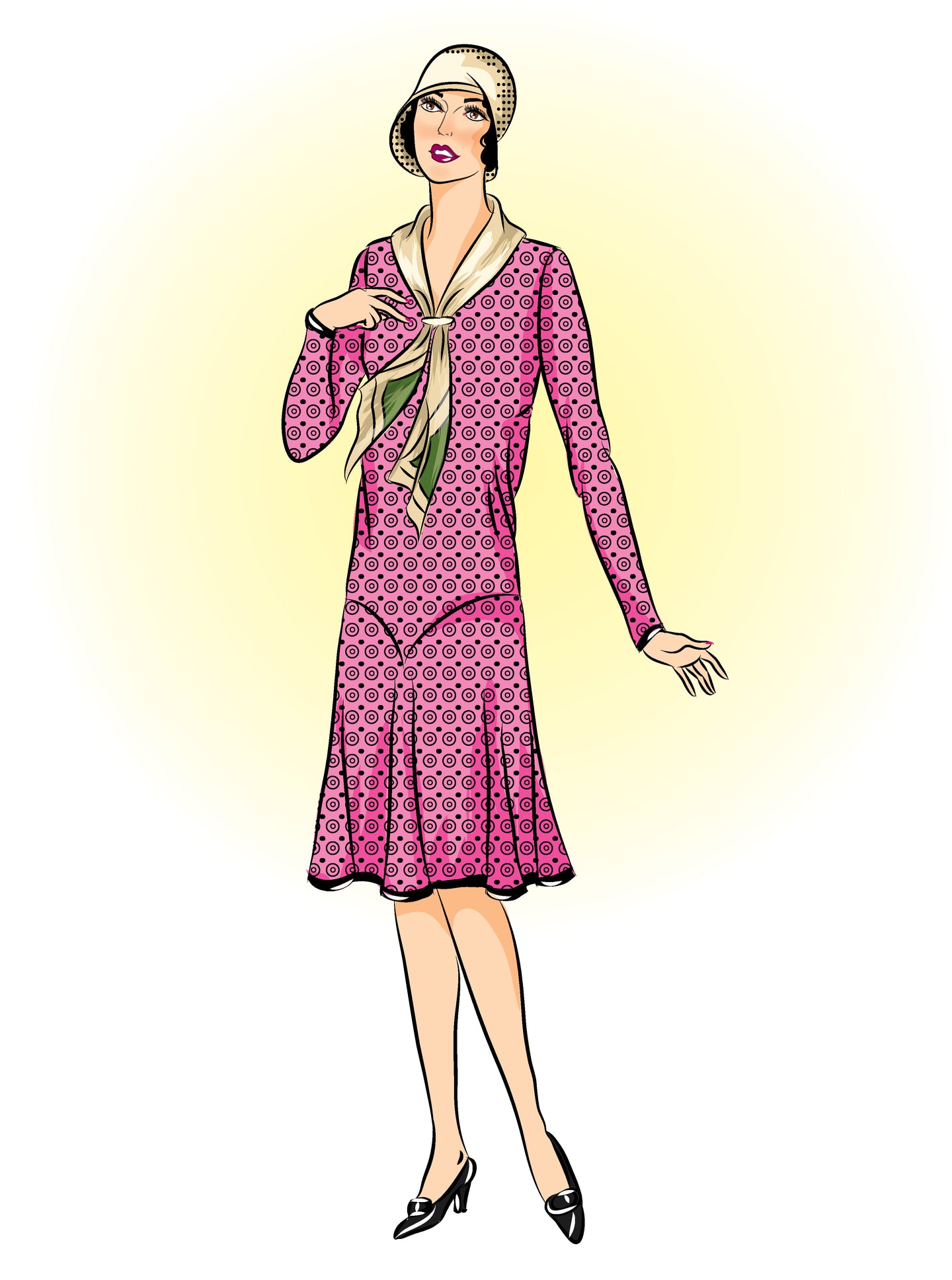 # MW2961 - Dress With Scarf Collar (circa 1928)  Full Sized Print